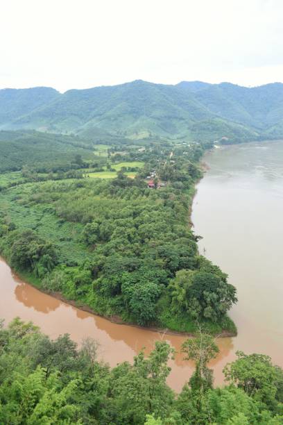 istock Mekong river, The border between Thailand and Laos. View from Chiangkhan Skywalk. 1402982684
