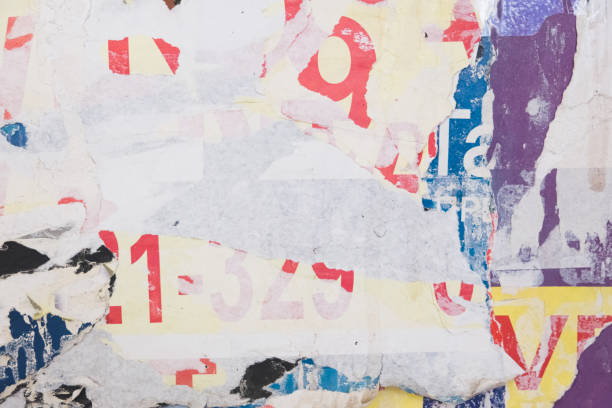 istock Torn street poster background, weathered abstract texture 1402984828