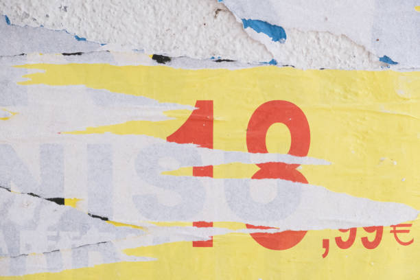 istock Torn street poster background with a number, abstract paper texture with copy space 1402984884