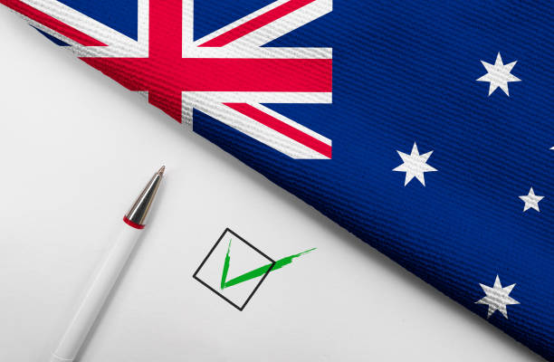 istock Flag of Australia and check mark 1402990691