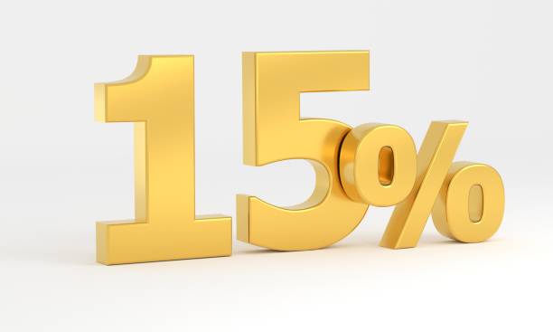 istock Gold 15 percent isolated on white background 1402991602