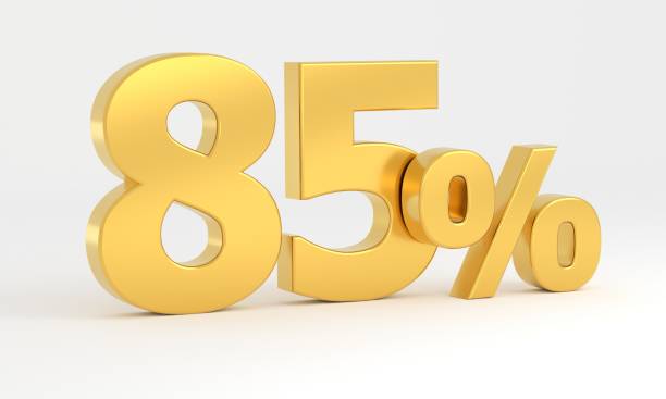 istock Gold 85 percent isolated on white background 1402991612
