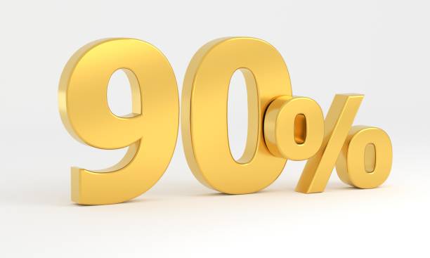 istock Gold 90 percent isolated on white background 1402991617