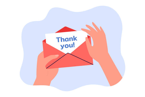 ilustrações de stock, clip art, desenhos animados e ícones de hands opening thank you letter - opening mail letter envelope