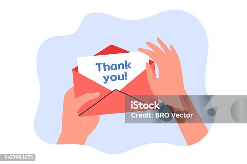 istock Hands opening thank you letter 1402993675