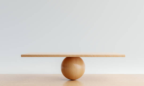 istock Empty balance scale on wooden table background. Object and metaphor concept. 3D illustration rendering 1402995986