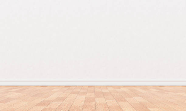 istock Empty room with wooden floor and raw concrete wall in dark tone vintage style background. Interior architecture and construction material wallpaper concept. 3D illustration rendering 1402998708