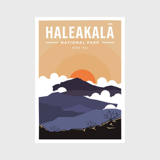 ハレアカラ国立公園ポスターベクターイラストデザイン - haleakala national park点のイラスト素材／クリップアート素材／マンガ素材／アイコン素材