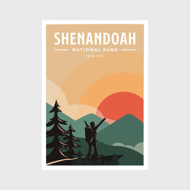 ilustrações de stock, clip art, desenhos animados e ícones de shenandoah national park poster vector illustration design - shenandoah national park