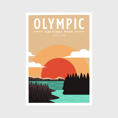 Olympic national park poster vector illustration design