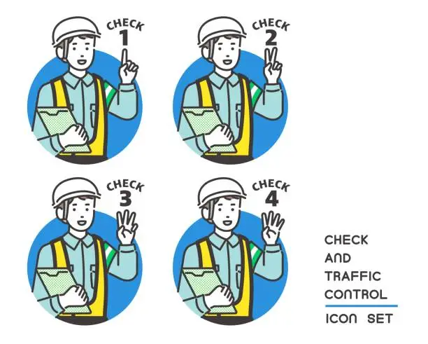 Vector illustration of Vector illustration material of traffic maintenance staff that can be used for headings / cars / construction / security