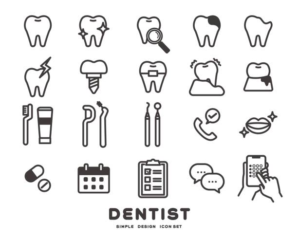 Simple and easy-to-use tooth icon vector illustration material / dental clinic / dentist Simple and easy-to-use tooth icon vector illustration material / dental clinic / dentist dental drill stock illustrations