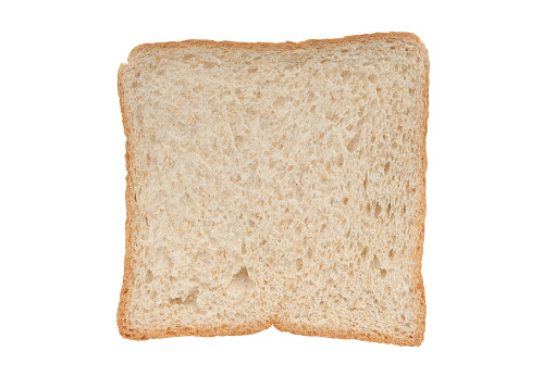 Close up of Fresh delicious whole wheat bread, multigrain bread slices isolated on white background with clipping path.Top view.