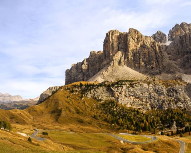 istock Dolomites mountain group Sella viewed from Passo Gardena, Italy 1403002127