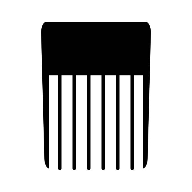 ilustrações, clipart, desenhos animados e ícones de ícone do brasão afro. silhueta preta de um pente para pentear e estilizar cabelos afro.. ilustração vetorial isolada em um fundo branco para design e web. - tooth comb