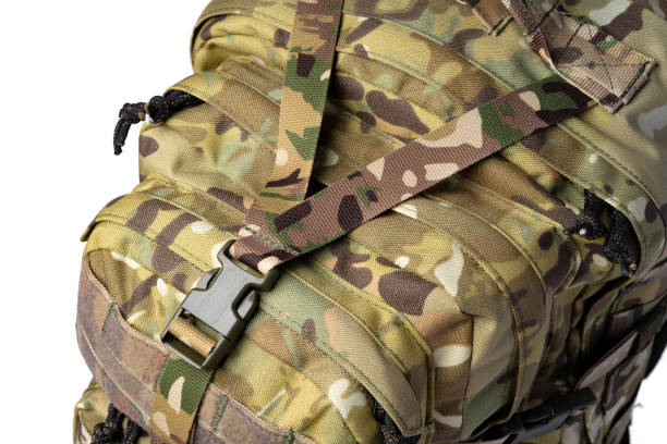istock Close up still life of a green army tactical backpack 1403007537