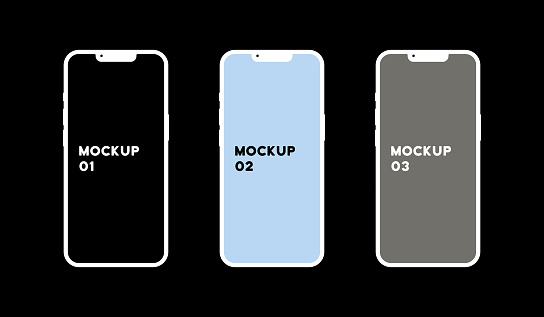 Phone mockup icon set. Device screen. Vector line icon for Business and Advertising.