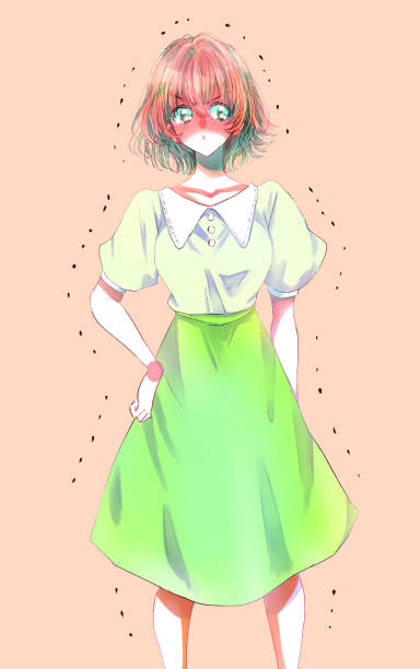 istock Illustration of a cute standing woman 1403012506