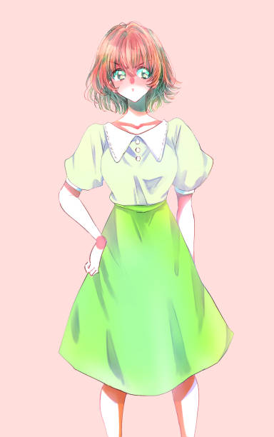 istock Illustration of a cute standing woman 1403012512