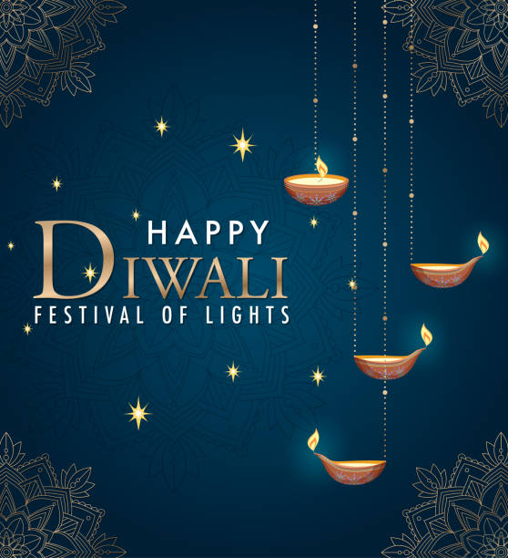 Happy Diwali festival of lights poster Happy Diwali festival of lights poster illustration diwali stock illustrations