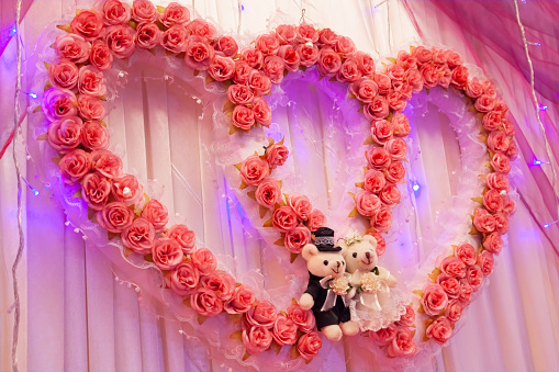 Wedding hall background. wedding floral decoration