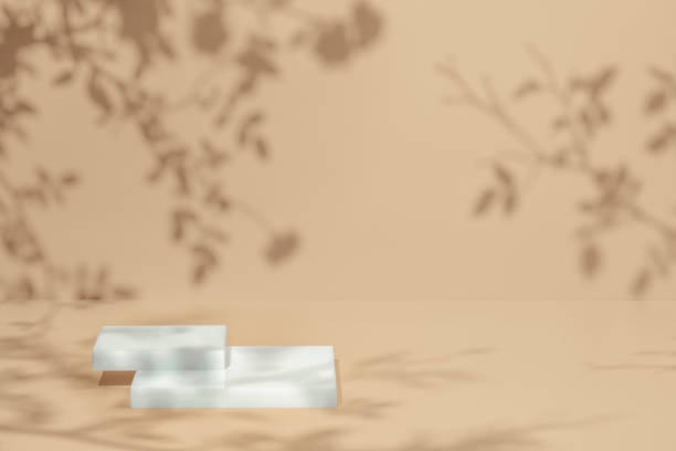 istock scene with square podium on beige background and shadows 1403014690