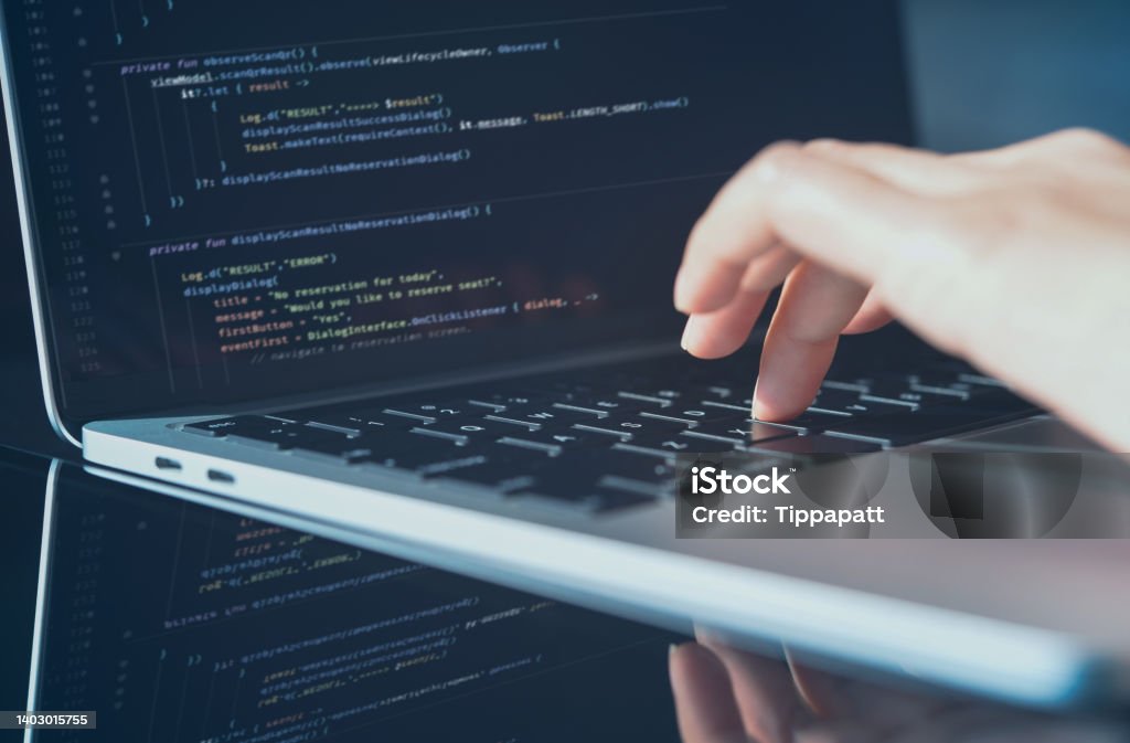 Software Technology Development Concept Woman Programmer Software ...