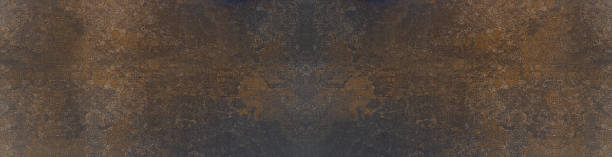 istock Arabesque old brown gray rusty vintage worn geometric shabby ornate circles print cement tile wall texture background banner panorama 1403015987