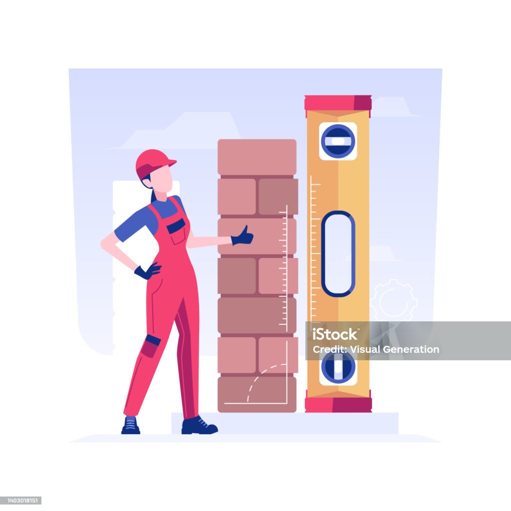 Leveling Work Drawing Levelling Bricks Isolated Concept Vector Illustration Stock ...
