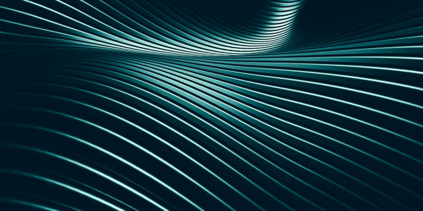 istock Parallel lines curves distorted shapes plastic tube surface modern abstract 3d illustration 1403018576
