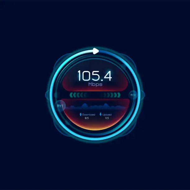 Vector illustration of Internet speed meter, network bandwidth indicator