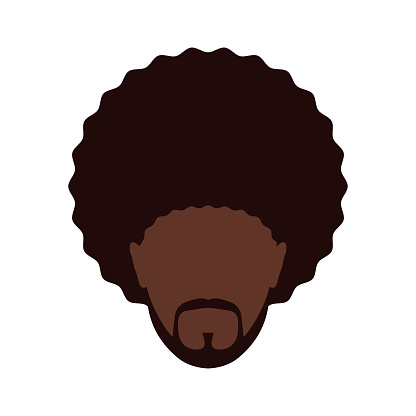 A dark-skinned man with an african hairstyle. The avatar of an African. Portrait of a young man with a beard and mustache. Vector illustration isolated on a white background for design and web.