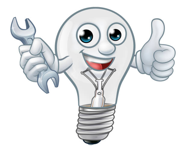 illustrations, cliparts, dessins animés et icônes de mascotte d'ampoule de caractère de dessin animé d'ampoule d'ampoule d'ampoule d'ampoule d' - thumbs up repairman human thumb electrician
