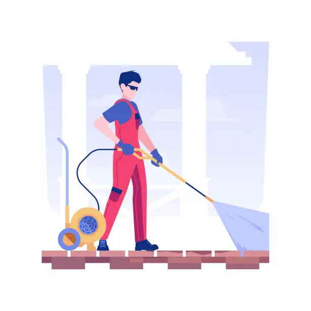 Vector illustration of Power washing isolated concept vector illustration.