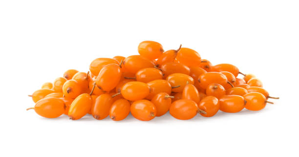 istock Fresh ripe sea buckthorn berries on white background 1403027320