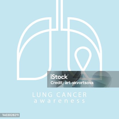 istock Lungs. Lungs cancer awareness day, month. Lungs and white ribbon vector illustration. Medicine support and campaign 1403028211