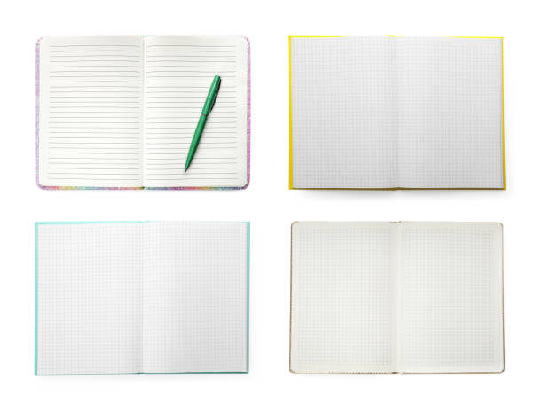 istock Set of open planners with blank pages on white background, top view 1403028910