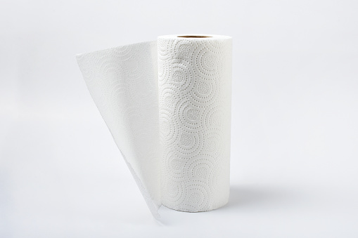 Paper towel roll on the white background