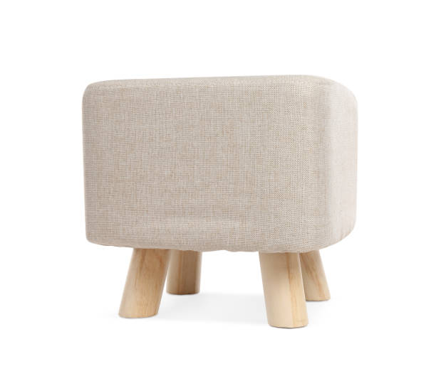 istock Stylish new beige ottoman isolated on white 1403029411