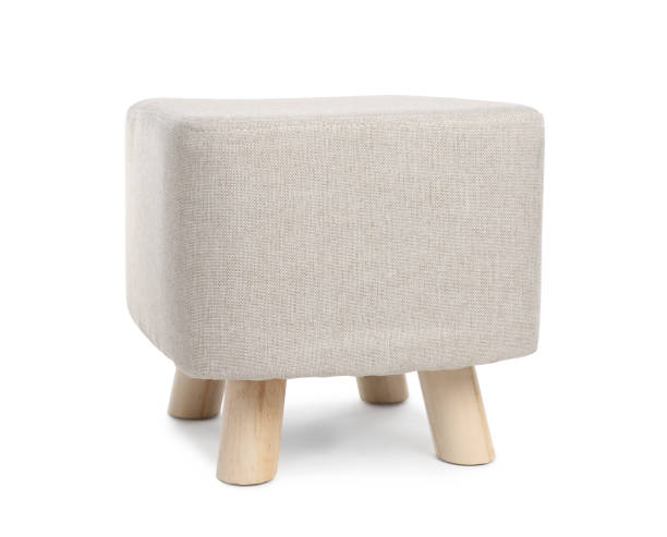 istock Stylish new beige ottoman isolated on white 1403029441