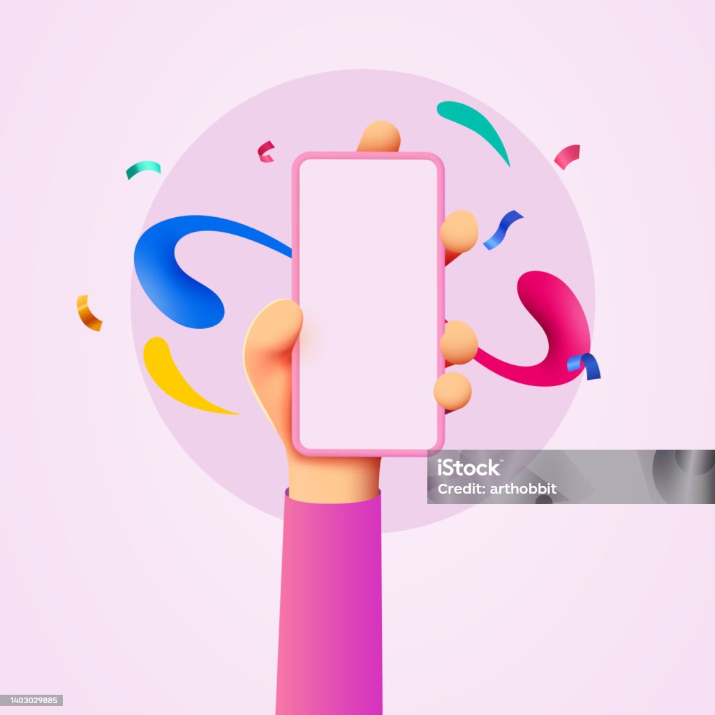 Oneor Hand Phone Holding Phone In One Hand Phone Mockup Color Explosion Touching Screen ...