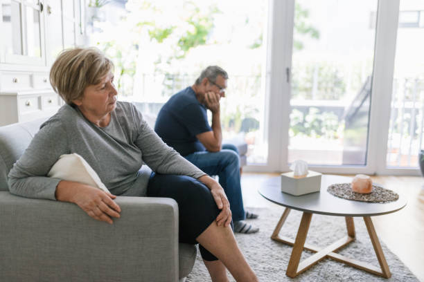 istock Upset senior couple at home having an argument 1403032885