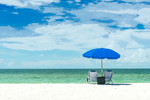 umbrella and chairs on a beach