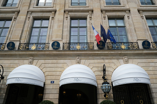 Exterior view of the luxury hotel Ritz in Paris, France on April 23, 2022.