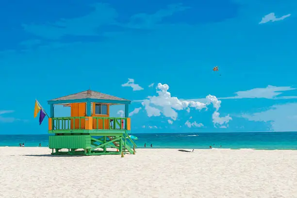 lifeguard hut at Miami south beach in Florida