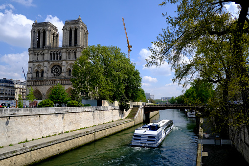 View of the Seine River and Notre Dame de Paris Cathedral