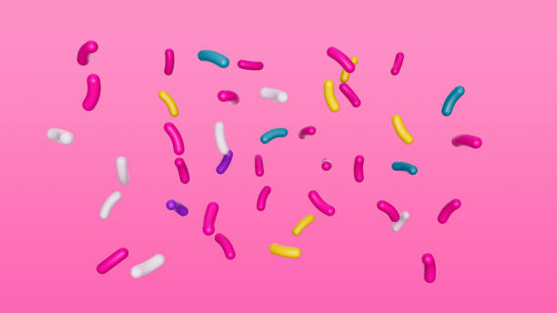 istock Colorful sprinkles on pink background, decoration for cake and bakery 3d illustration 1403033570