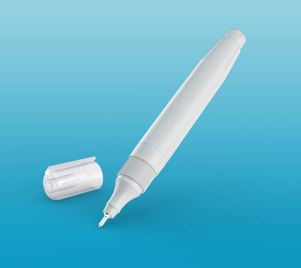 istock Correction Pen Isolated on a Blue Background, Squeeze Correction Pen 3d illustration 1403033579