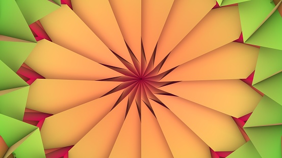 A beautiful kaleidoscope. Abstract 3D rendering. Psychedelic, meditation and yoga concept.  Abstract geometric flower.