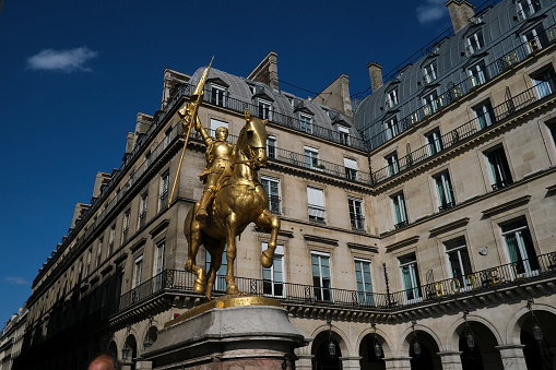 A statue of Joan of Arc in center of Paris, France on April 22, 2022.